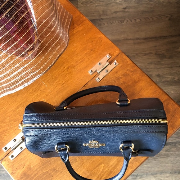 COACH midnight blue leather ROWAN SATCHEL - Picture 3 of 10